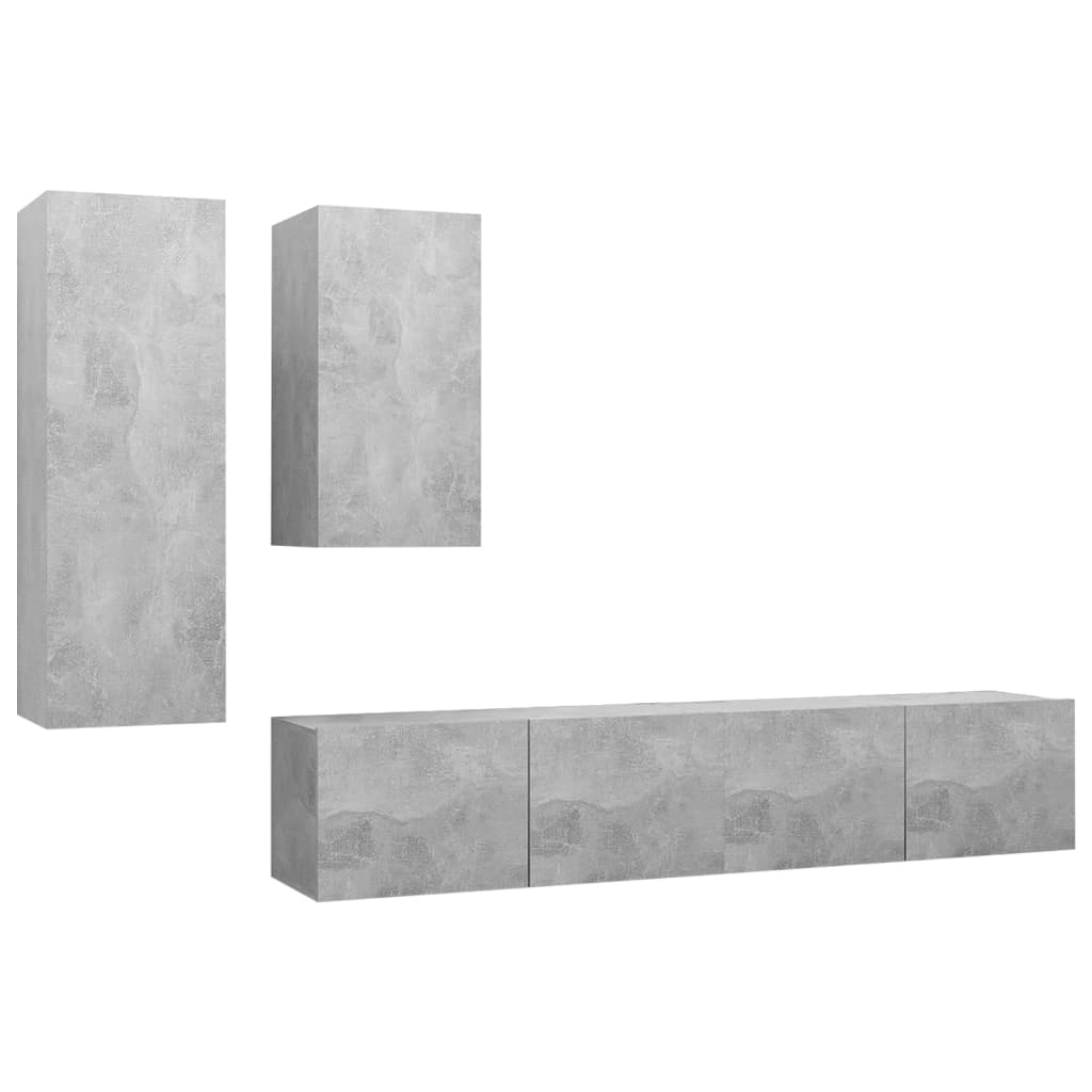 Ensemble de meubles TV 4 pcs Gris béton Bois d'ingénierie - XIOS