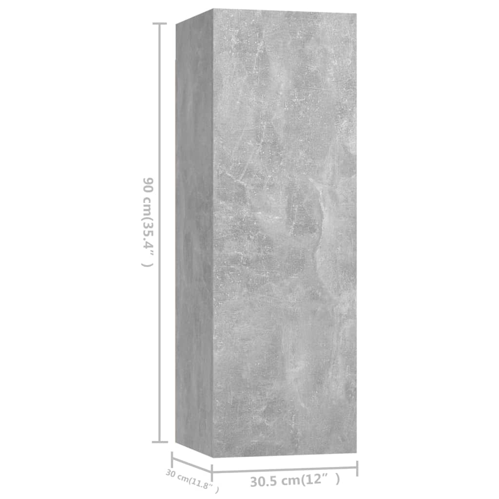 Ensemble de meuble TV 4 pcs Gris béton Bois d'ingénierie - XIOS