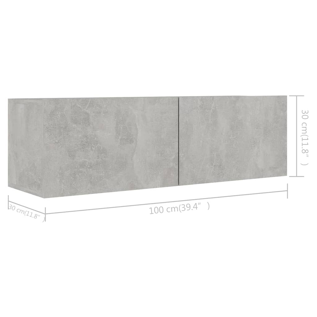 Ensemble de meuble TV 4 pcs Gris béton Bois d'ingénierie - XIOS