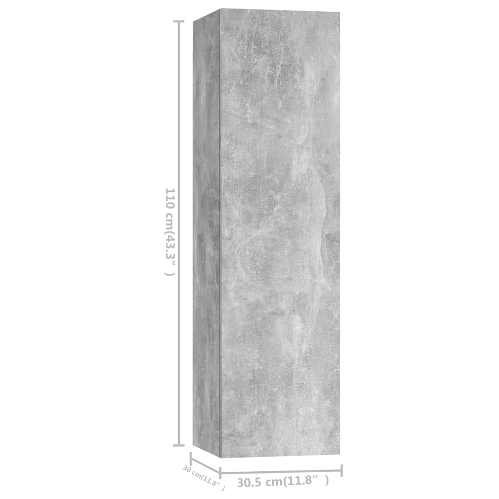 Ensemble de meuble TV 4 pcs Gris béton Bois d'ingénierie - XIOS