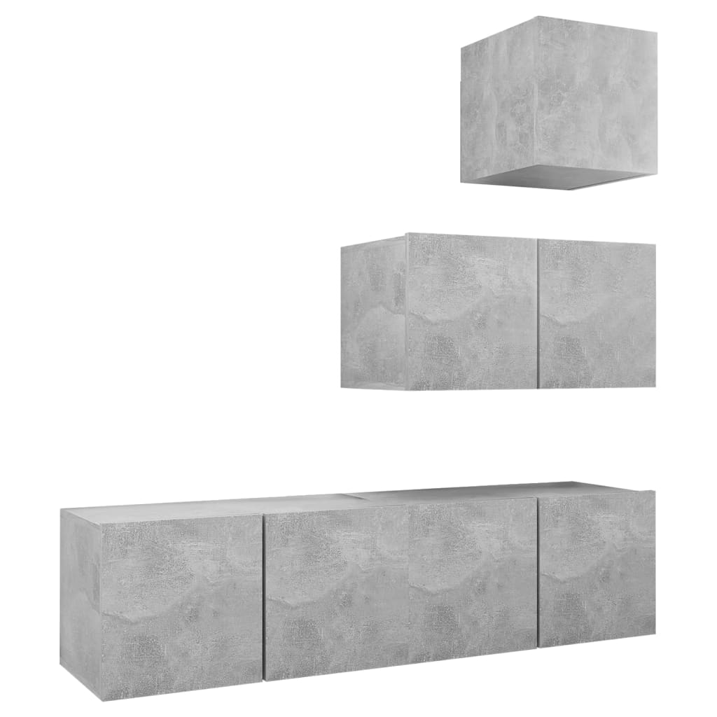 Ensemble de meubles TV 4 pcs Gris béton Bois d'ingénierie - XIOS