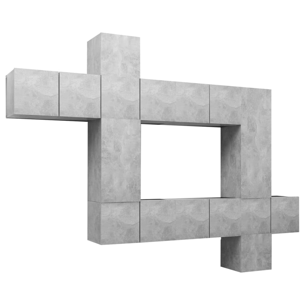 Ensemble de meubles TV 10 pcs Gris béton Bois d'ingénierie - XIOS