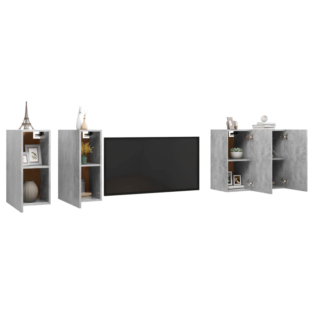 Meubles TV 4 pcs Gris béton 30,5x30x60 cm Bois d'ingénierie - XIOS