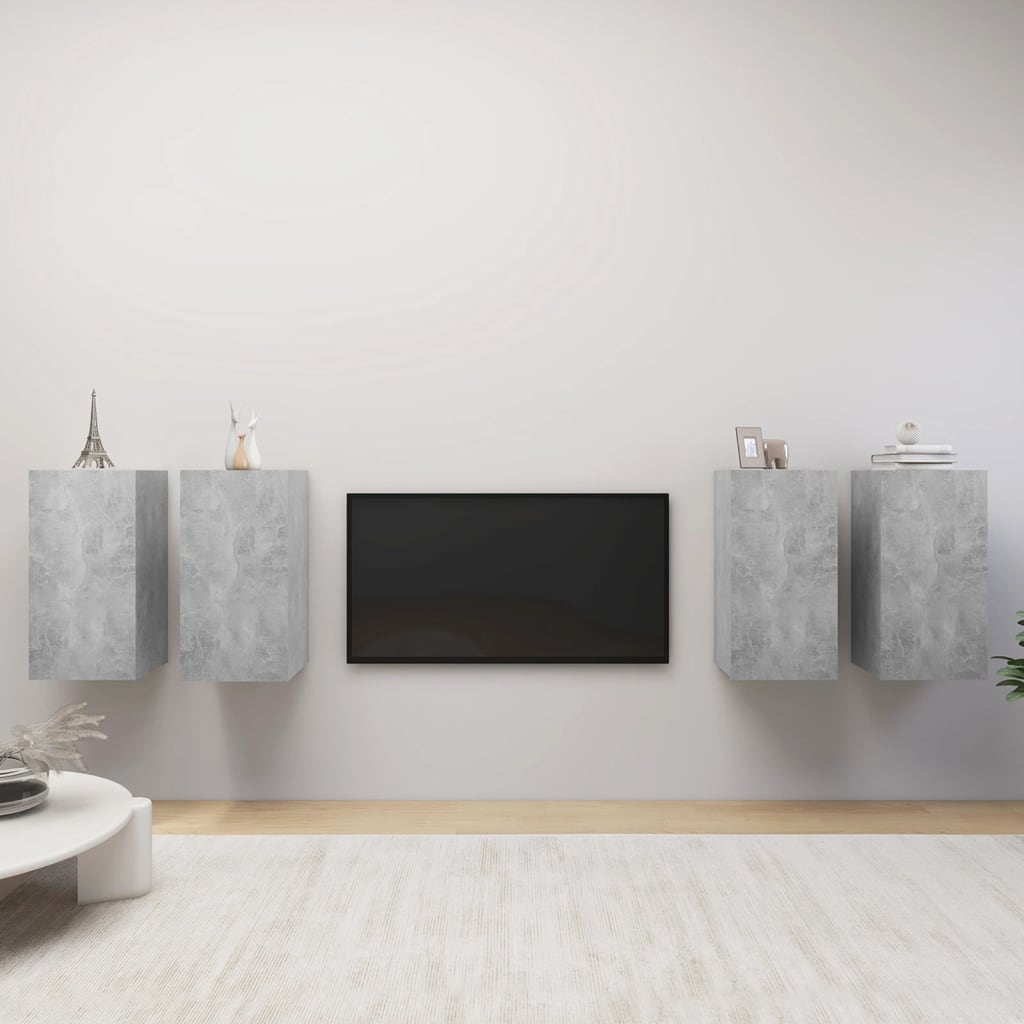 Meubles TV 4 pcs Gris béton 30,5x30x60 cm Bois d'ingénierie - XIOS