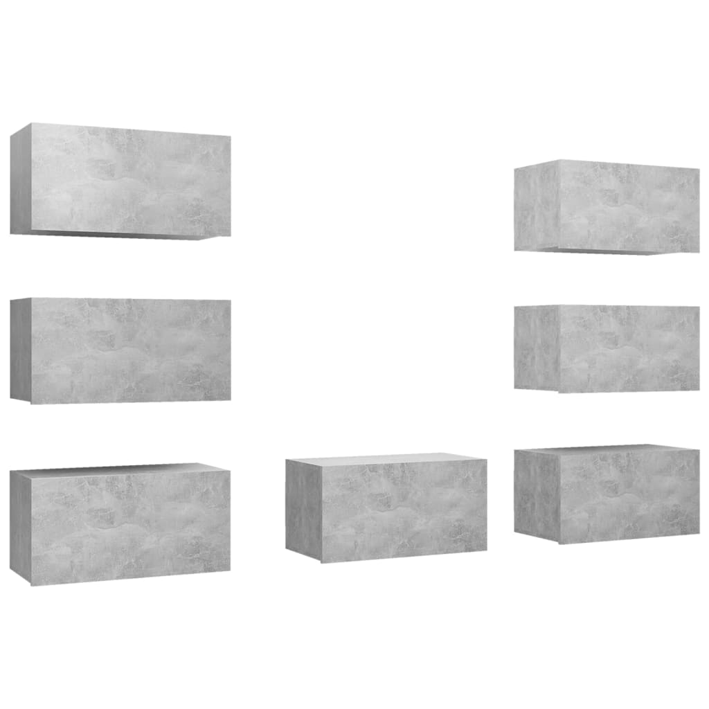 Meubles TV 7 pcs Gris béton 30,5x30x60 cm Bois d'ingénierie - XIOS