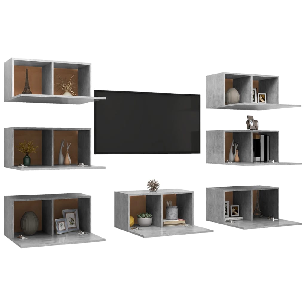 Meubles TV 7 pcs Gris béton 30,5x30x60 cm Bois d'ingénierie - XIOS