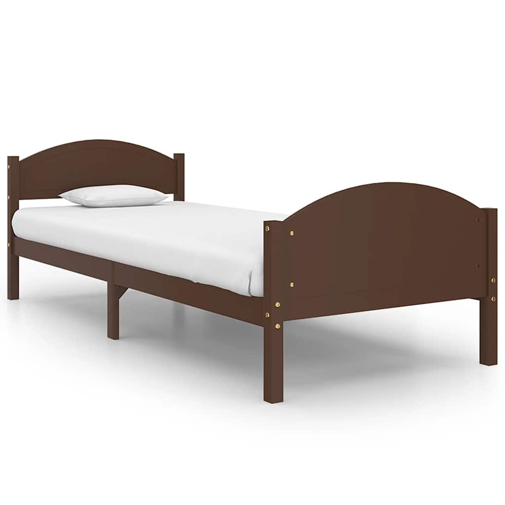 Cadre de lit sans matelas marron foncé pin massif 100x200 cm - XIOS