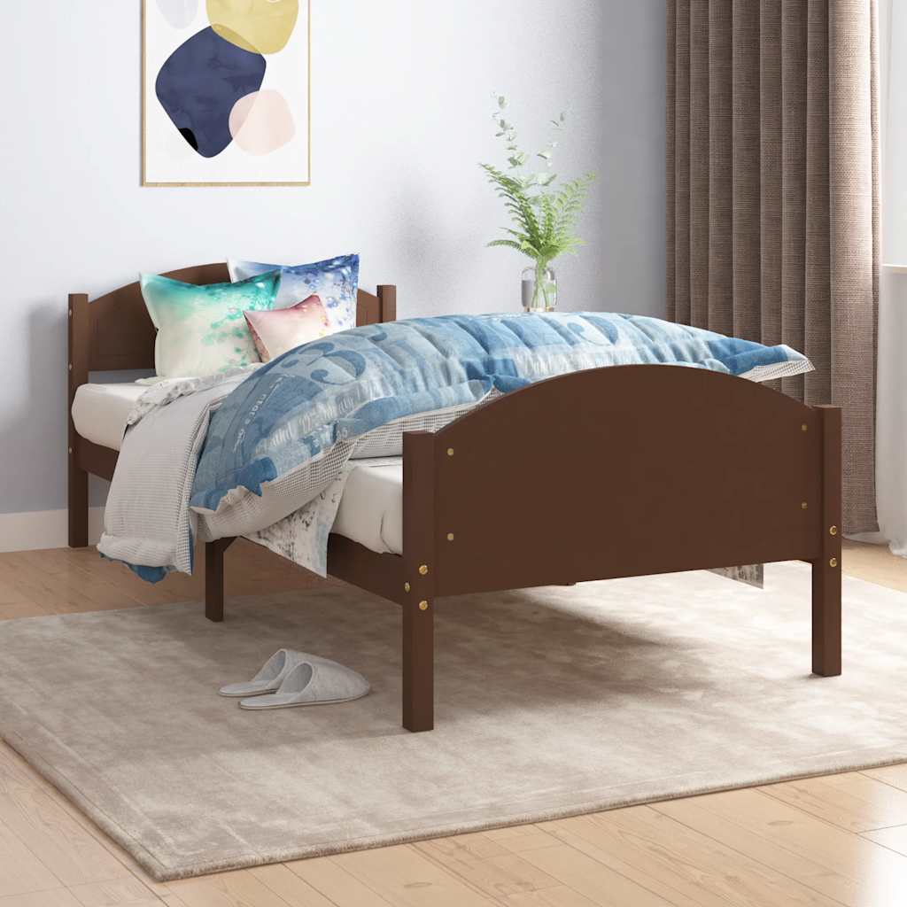 Cadre de lit sans matelas marron foncé pin massif 100x200 cm - XIOS