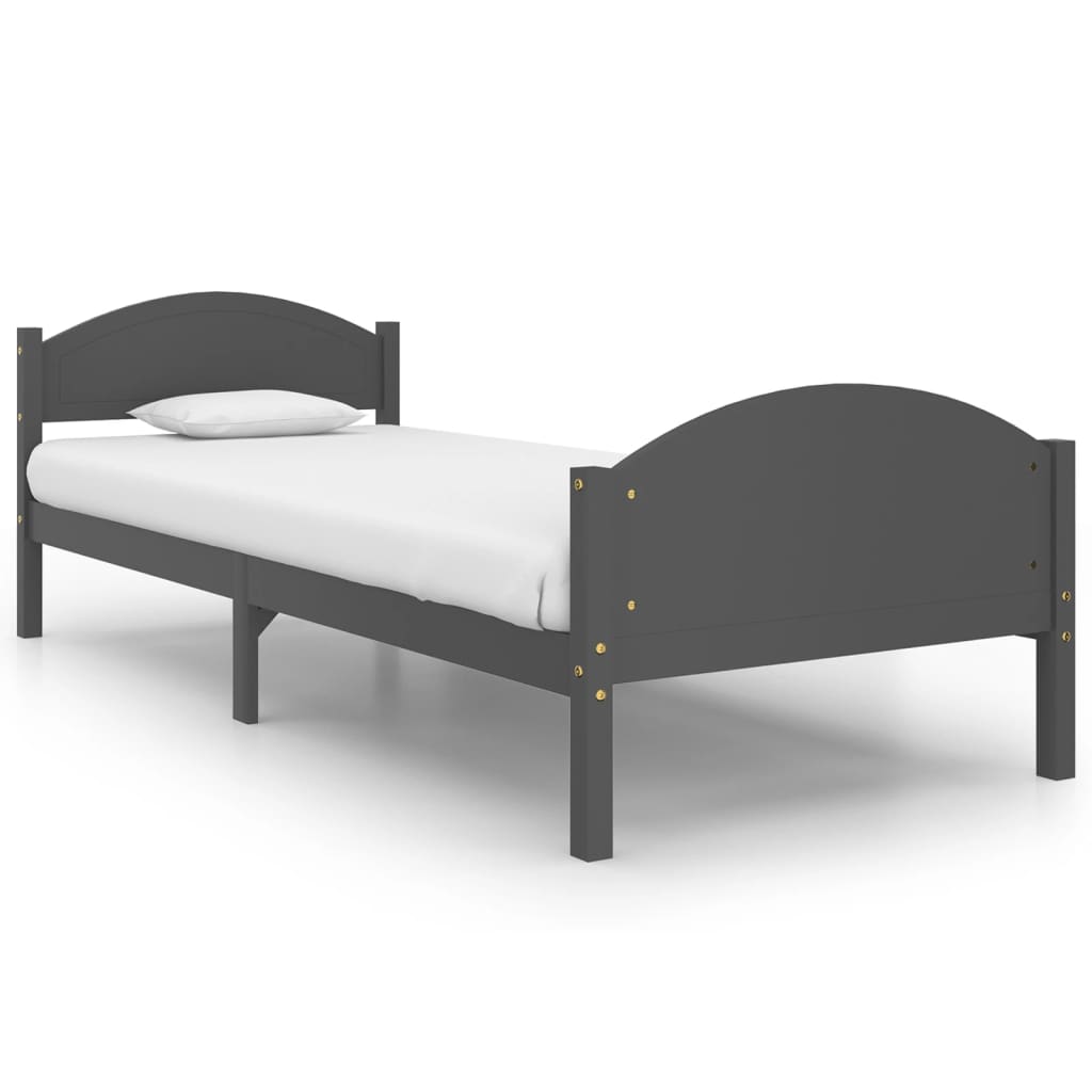 Cadre de lit sans matelas gris foncé pin massif 100x200 cm - XIOS