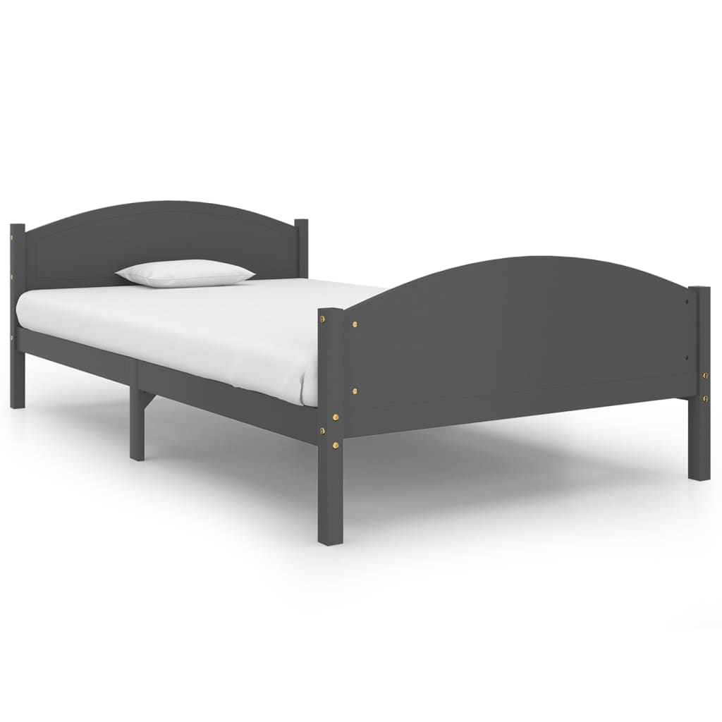 Cadre de lit sans matelas gris foncé pin massif 120x200 cm - XIOS