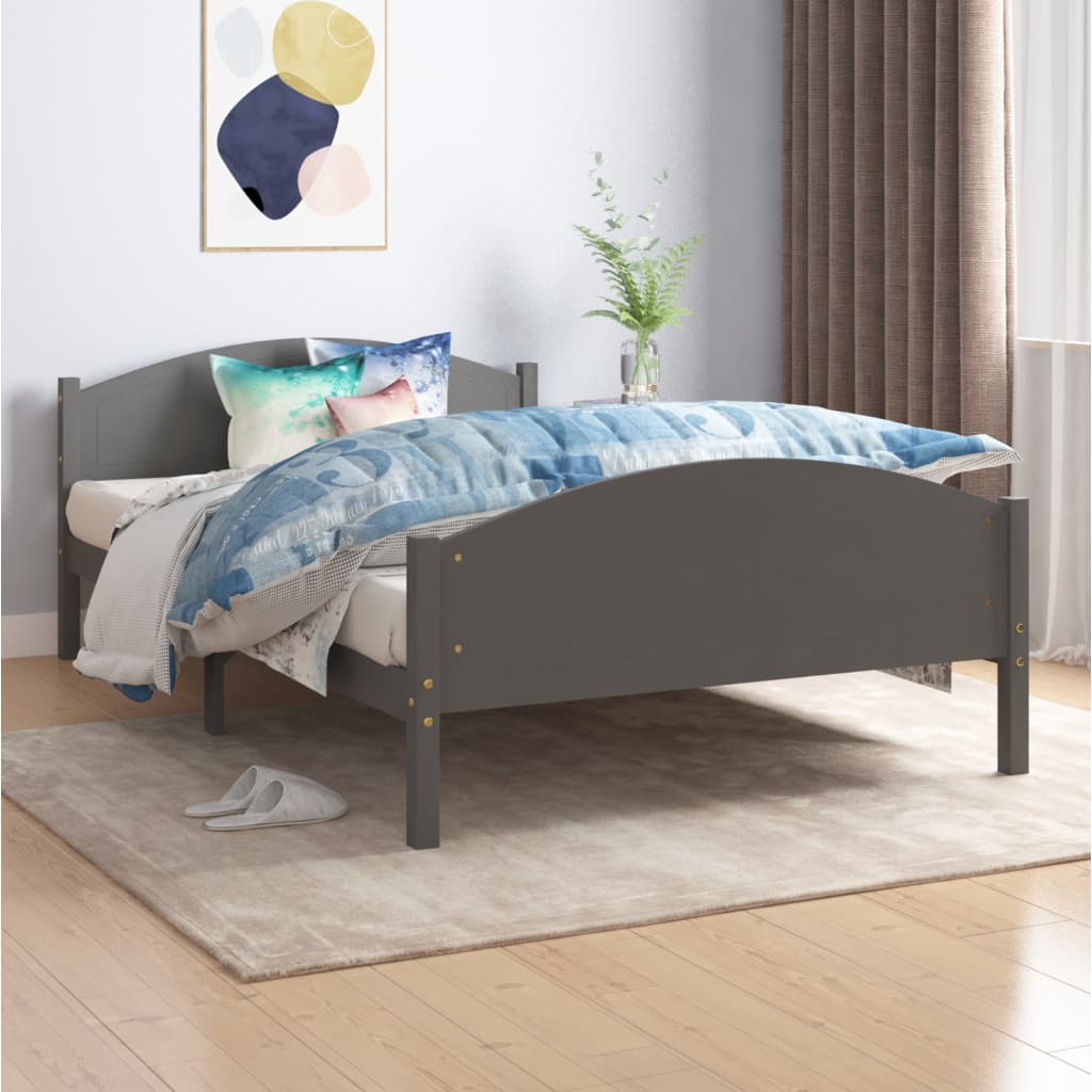 Cadre de lit sans matelas gris foncé pin massif 120x200 cm - XIOS