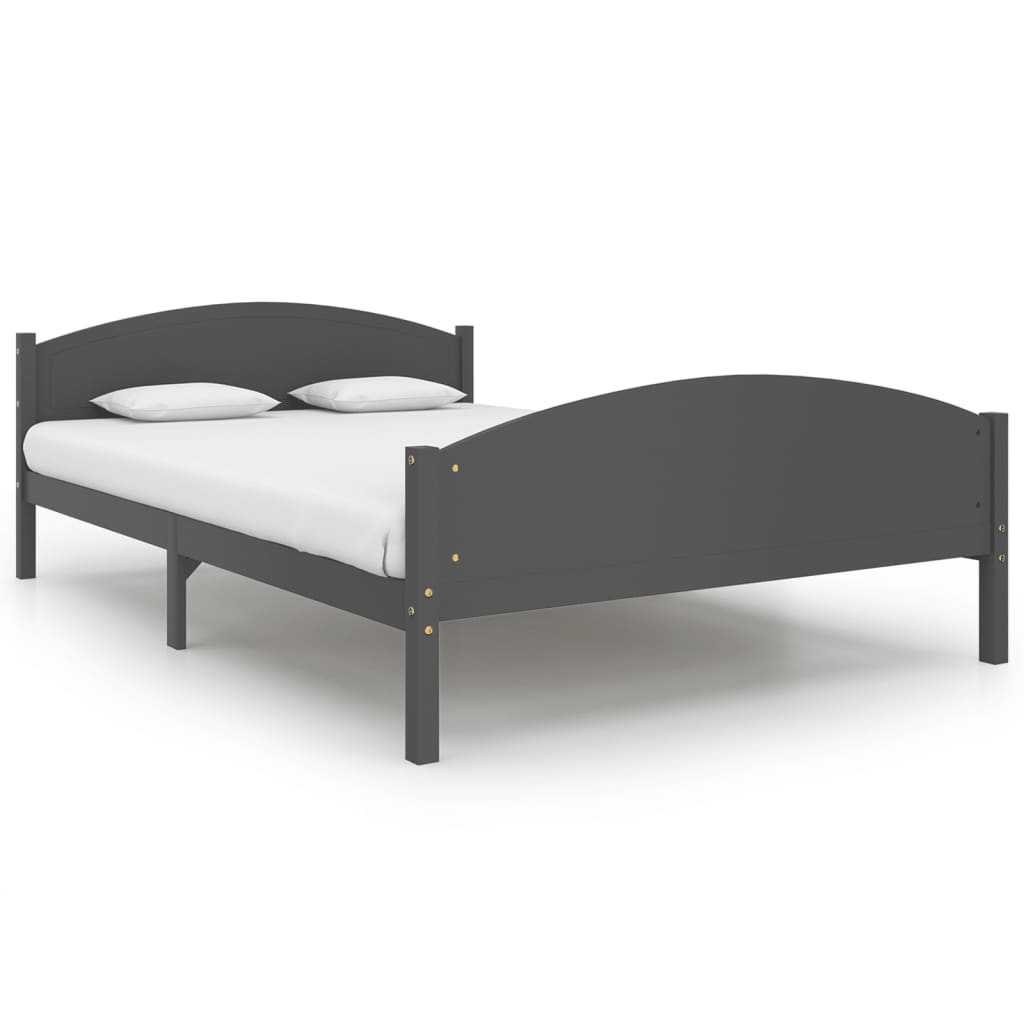 Cadre de lit sans matelas gris foncé pin massif 160x200 cm - XIOS