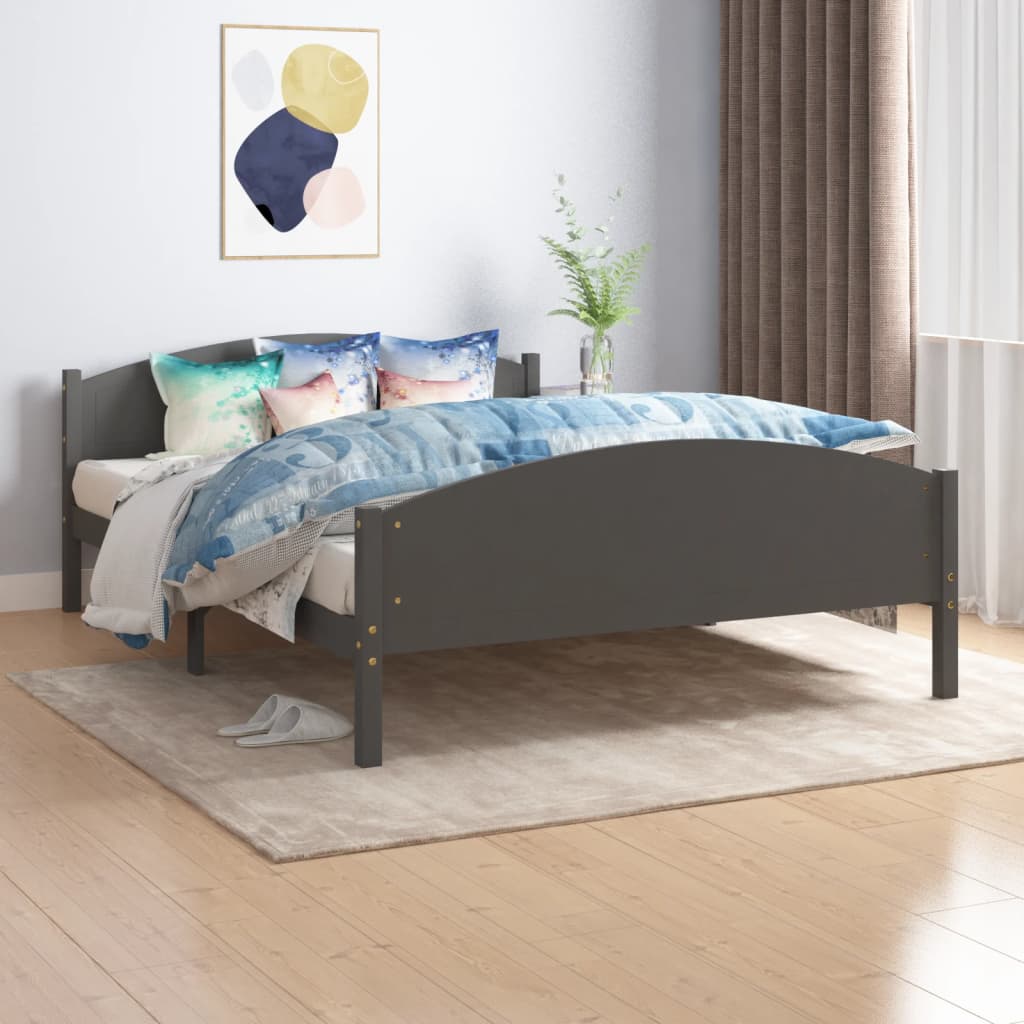 Cadre de lit sans matelas gris foncé pin massif 160x200 cm - XIOS