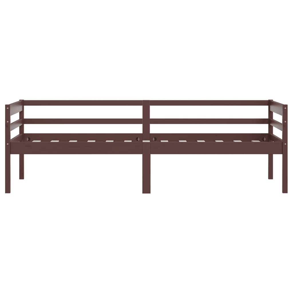 Cadre de lit sans matelas marron foncé bois pin massif 90x200cm - XIOS
