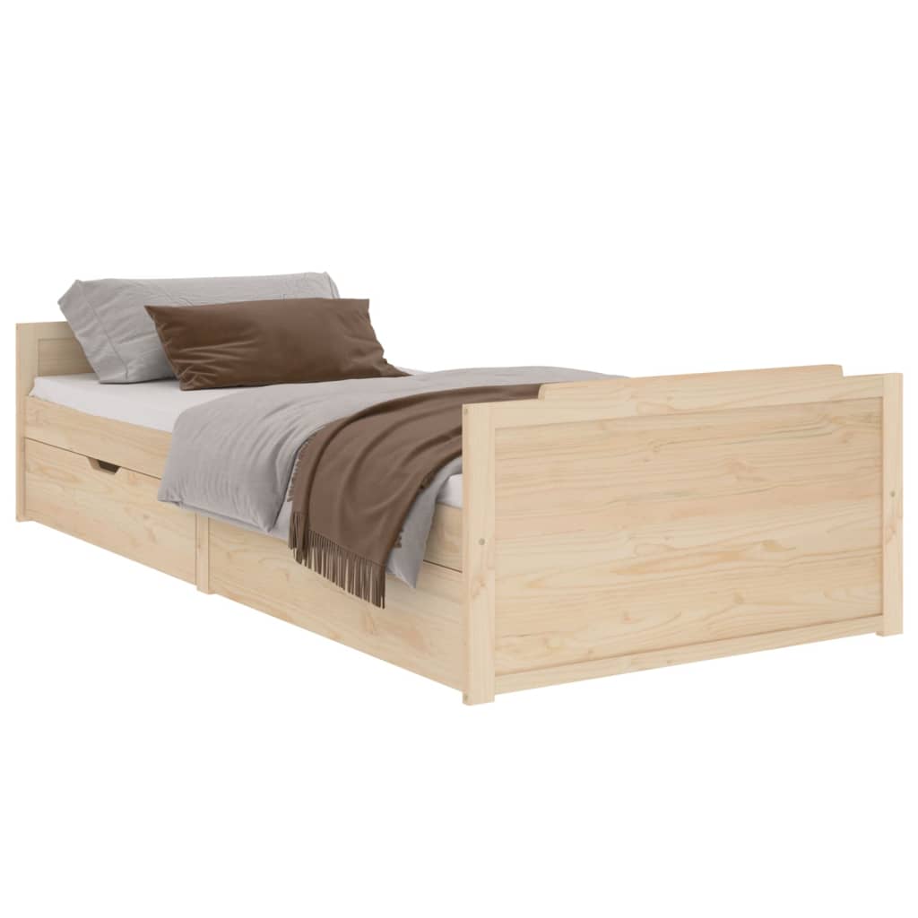 Cadre de lit sans matelas bois de pin massif 90x200 cm - XIOS