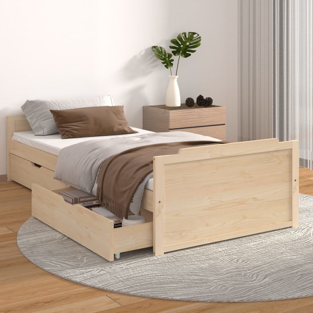 Cadre de lit sans matelas bois de pin massif 90x200 cm - XIOS