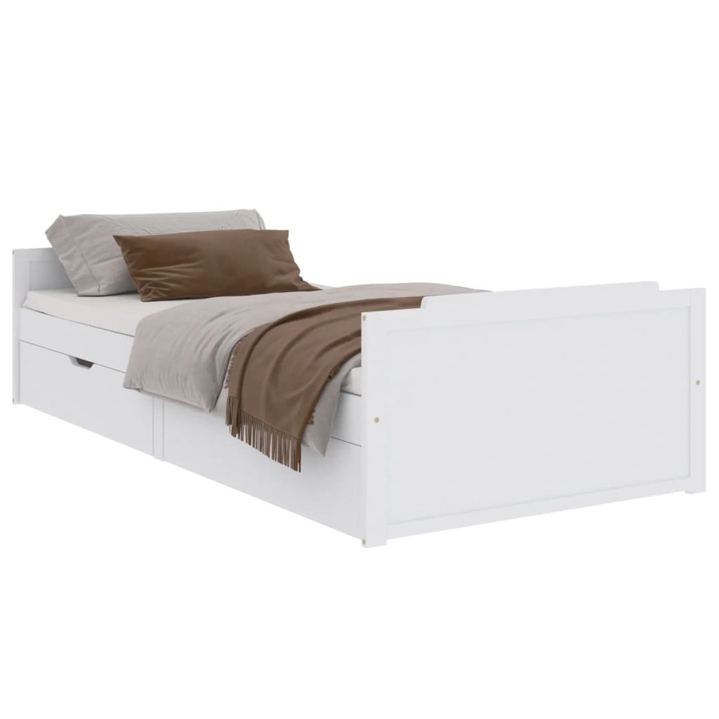 Cadre de lit sans matelas blanc bois de pin massif 90x200 cm - XIOS