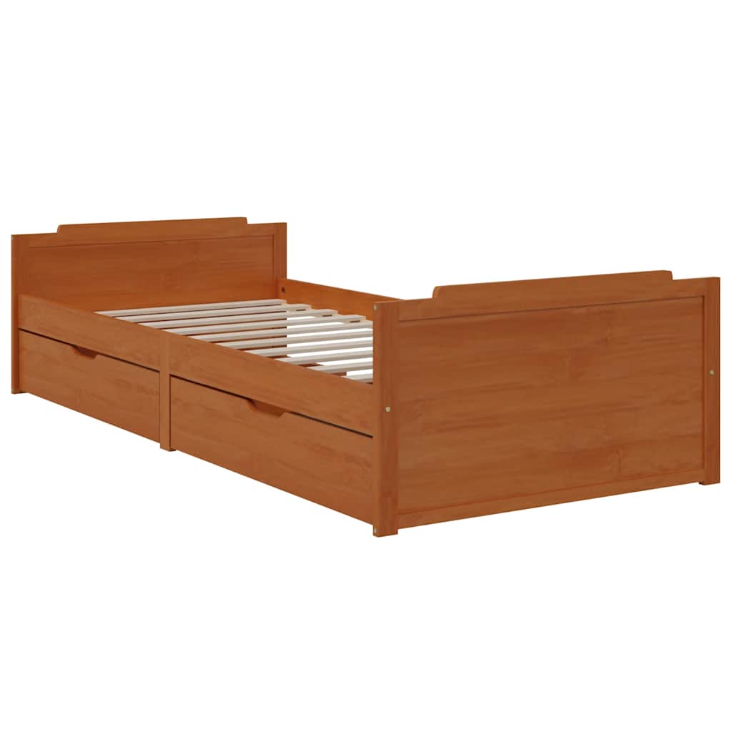 Cadre de lit sans matelas Marron miel Bois pin massif 90x200 cm - XIOS