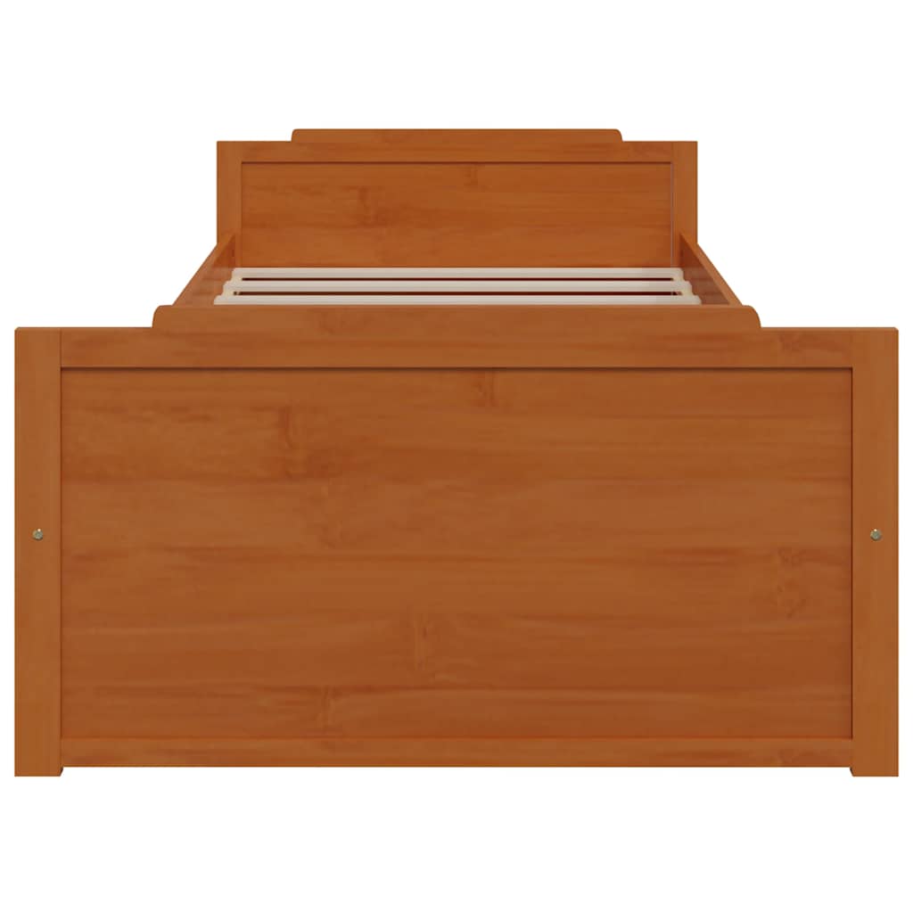 Cadre de lit sans matelas Marron miel Bois pin massif 90x200 cm - XIOS