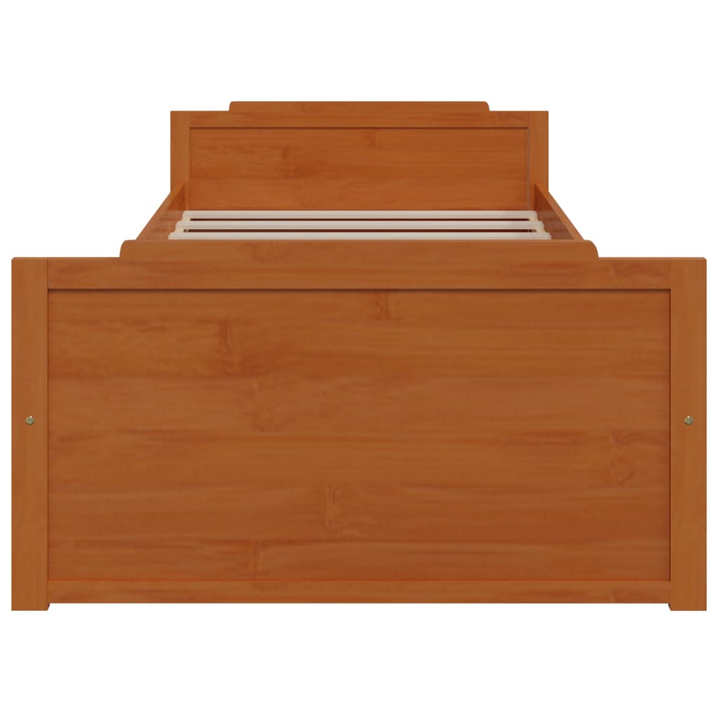Cadre de lit sans matelas Marron miel Bois pin massif 90x200 cm - XIOS