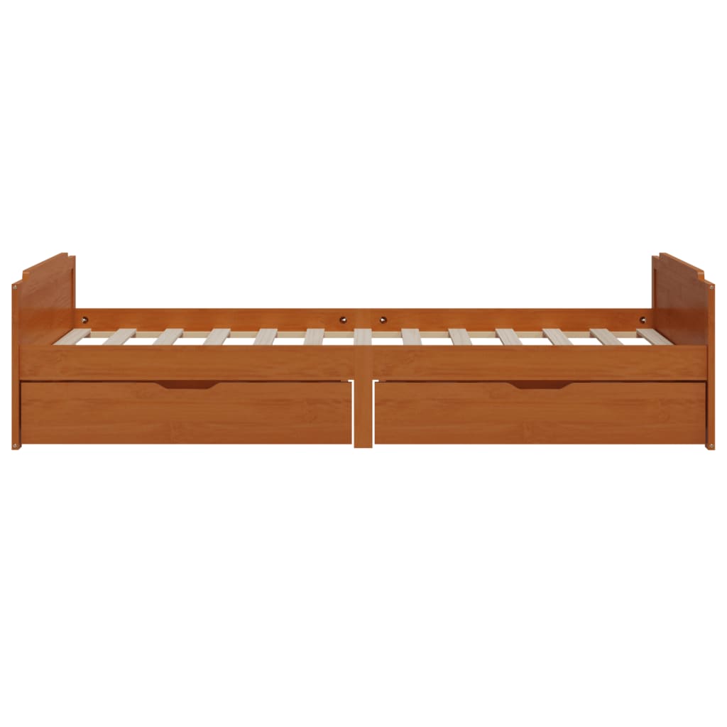 Cadre de lit sans matelas Marron miel Bois pin massif 90x200 cm - XIOS