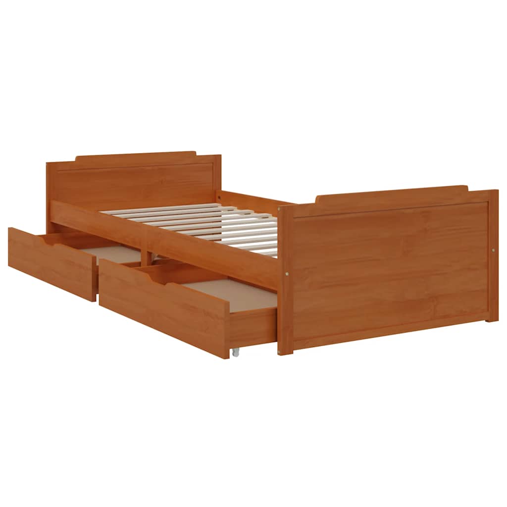 Cadre de lit sans matelas Marron miel Bois pin massif 90x200 cm - XIOS