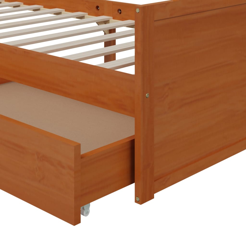 Cadre de lit sans matelas Marron miel Bois pin massif 90x200 cm - XIOS