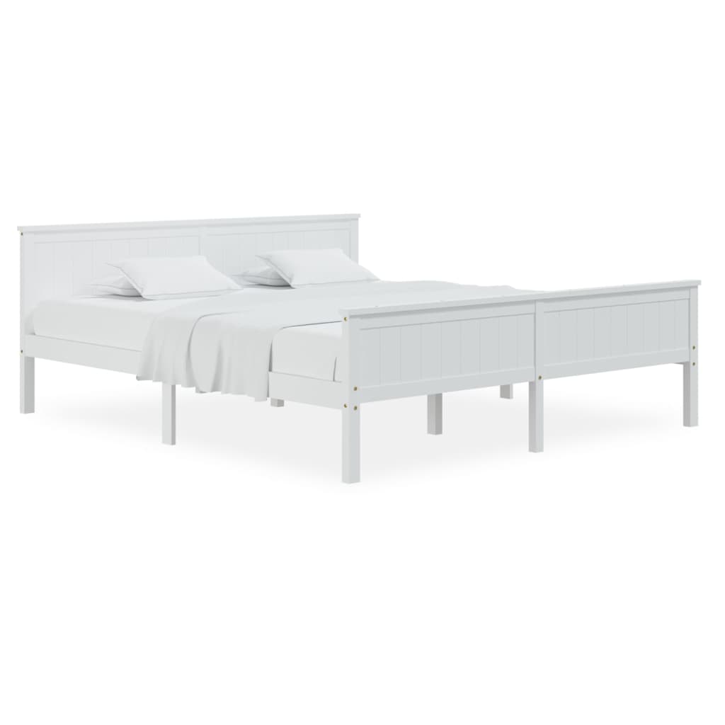Cadre de lit sans matelas blanc bois massif de pin 200x200 cm - XIOS