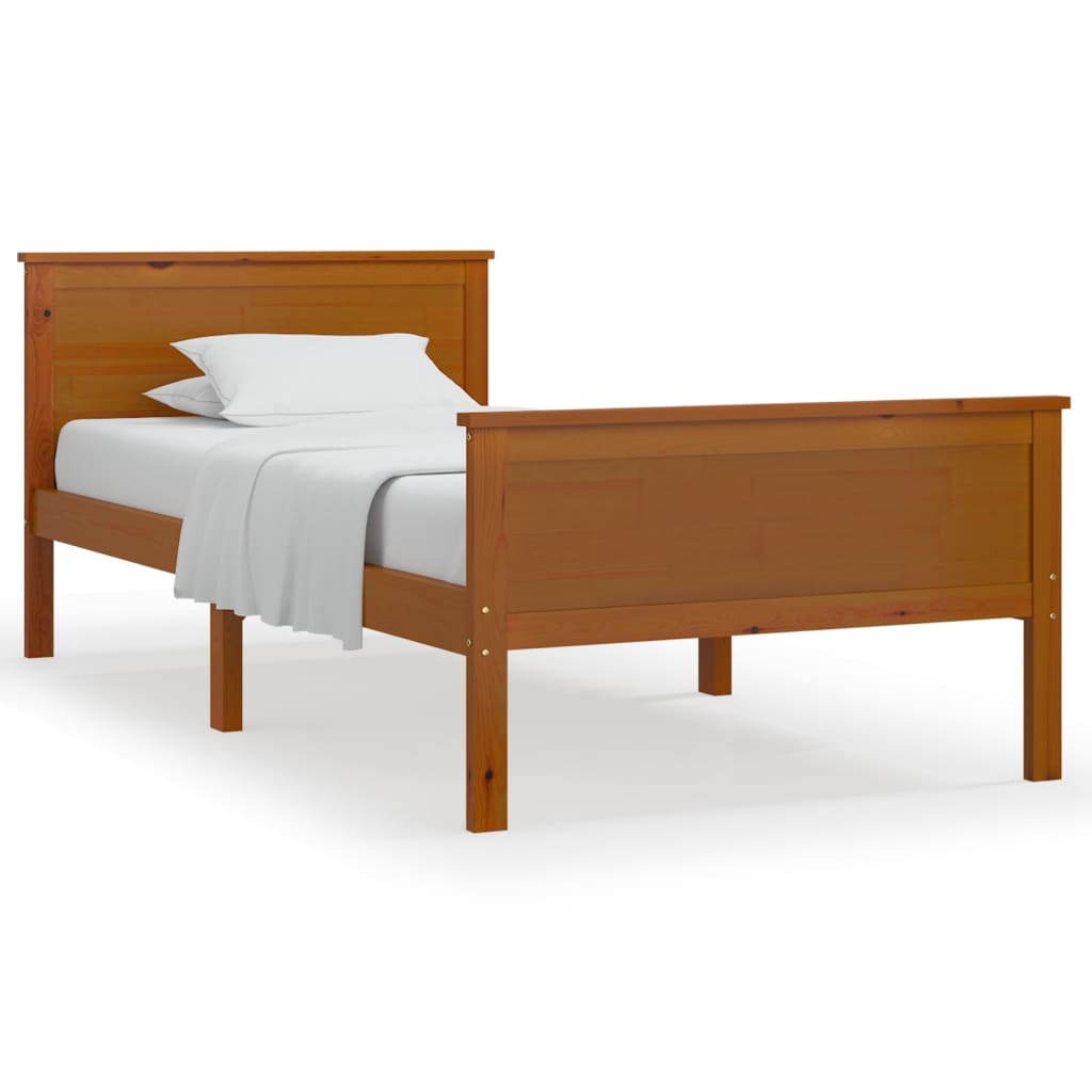 Cadre de lit sans matelas Marron miel Bois pin massif 90x200 cm - XIOS