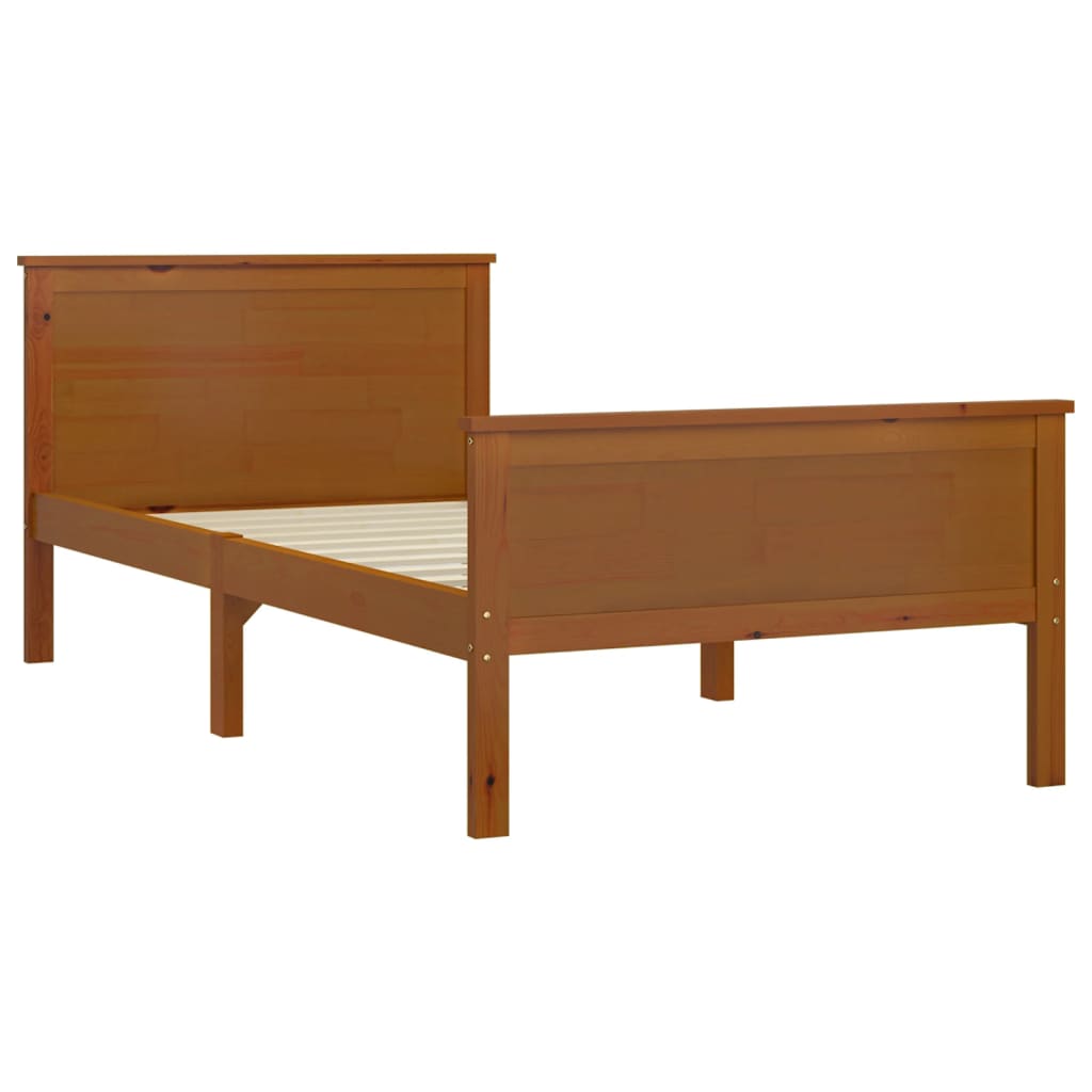 Cadre de lit sans matelas marron miel pin massif 100x200 cm - XIOS