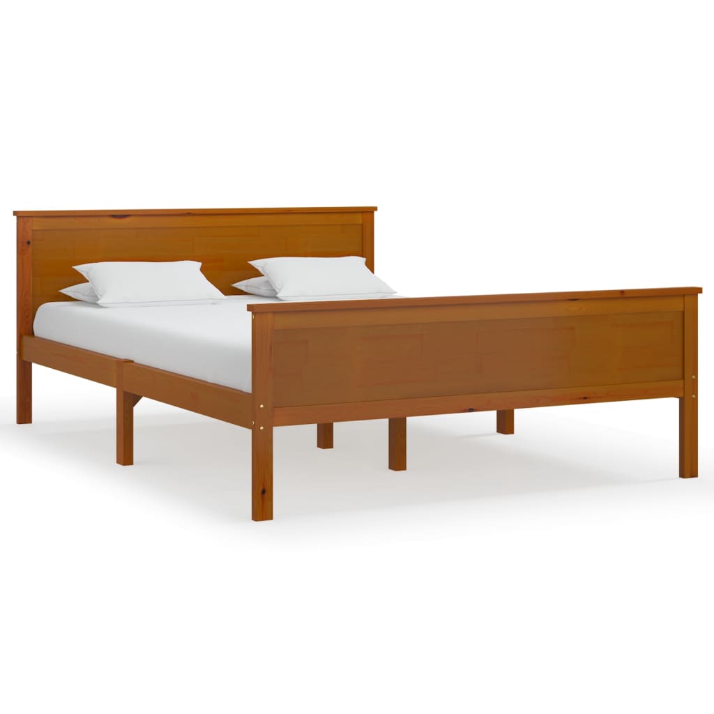 Cadre de lit sans matelas marron miel pin massif 160x200 cm - XIOS