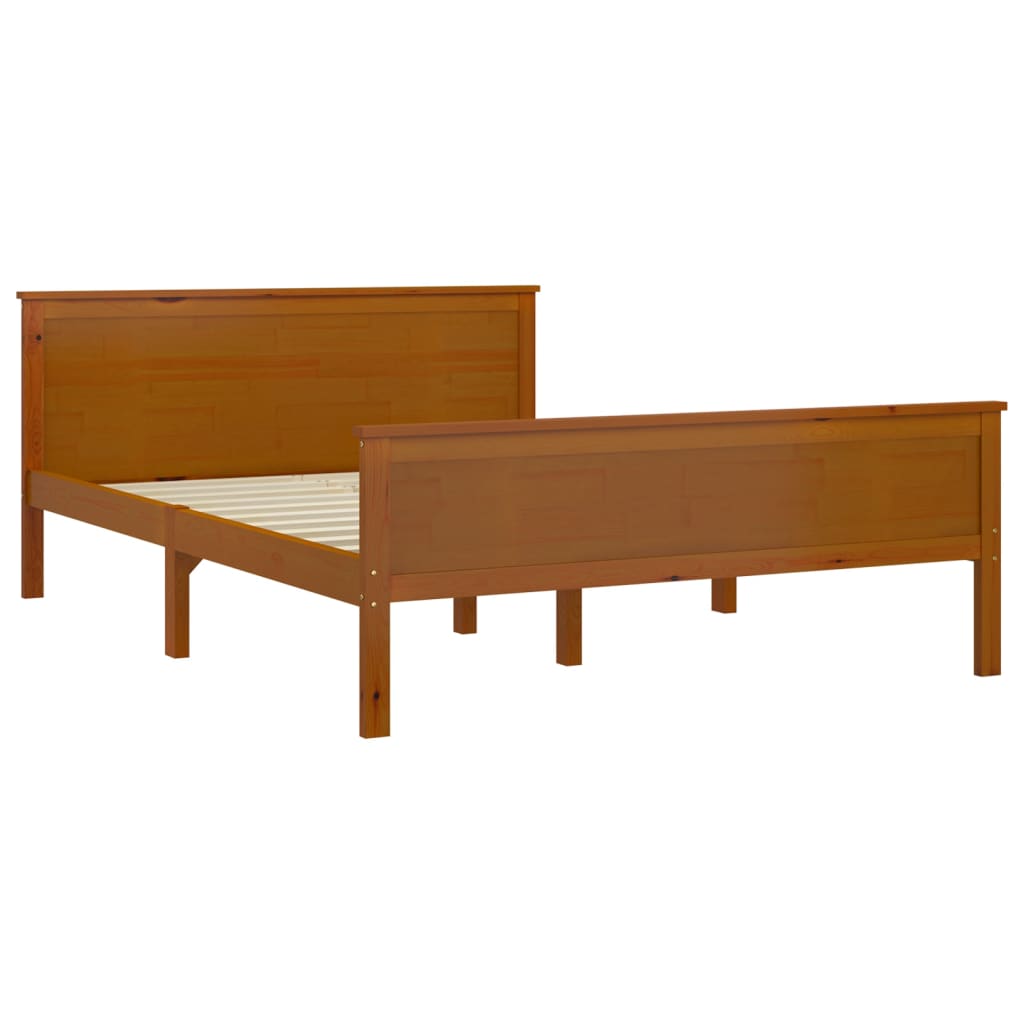 Cadre de lit sans matelas marron miel pin massif 160x200 cm - XIOS