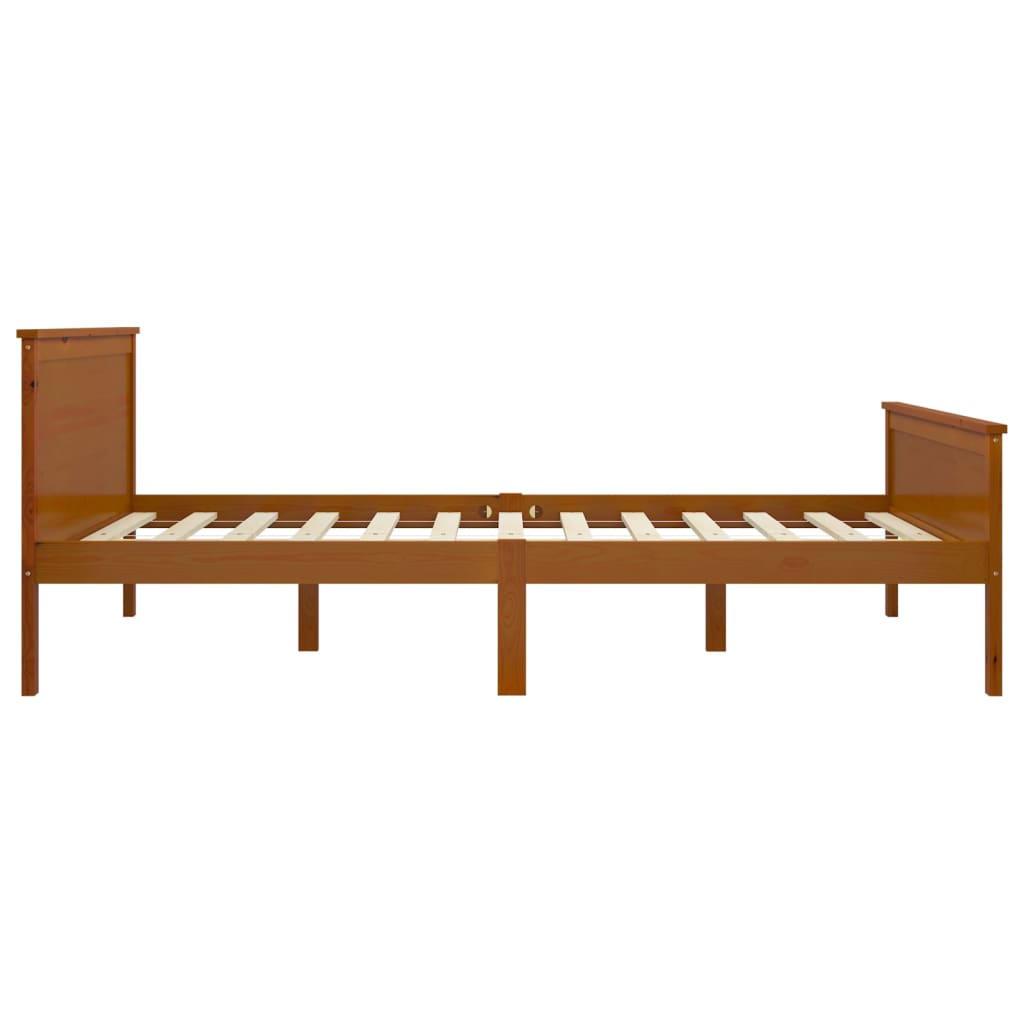 Cadre de lit sans matelas marron miel pin massif 160x200 cm - XIOS