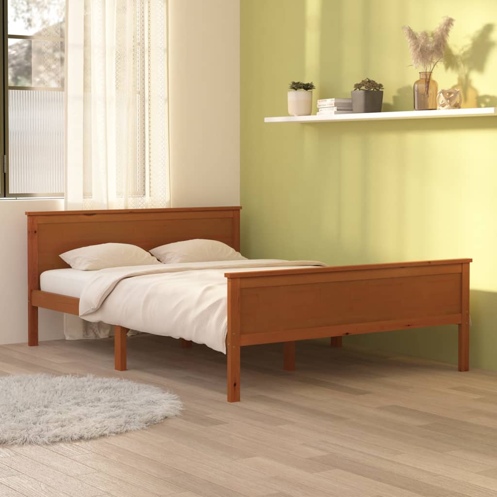 Cadre de lit sans matelas marron miel pin massif 160x200 cm - XIOS