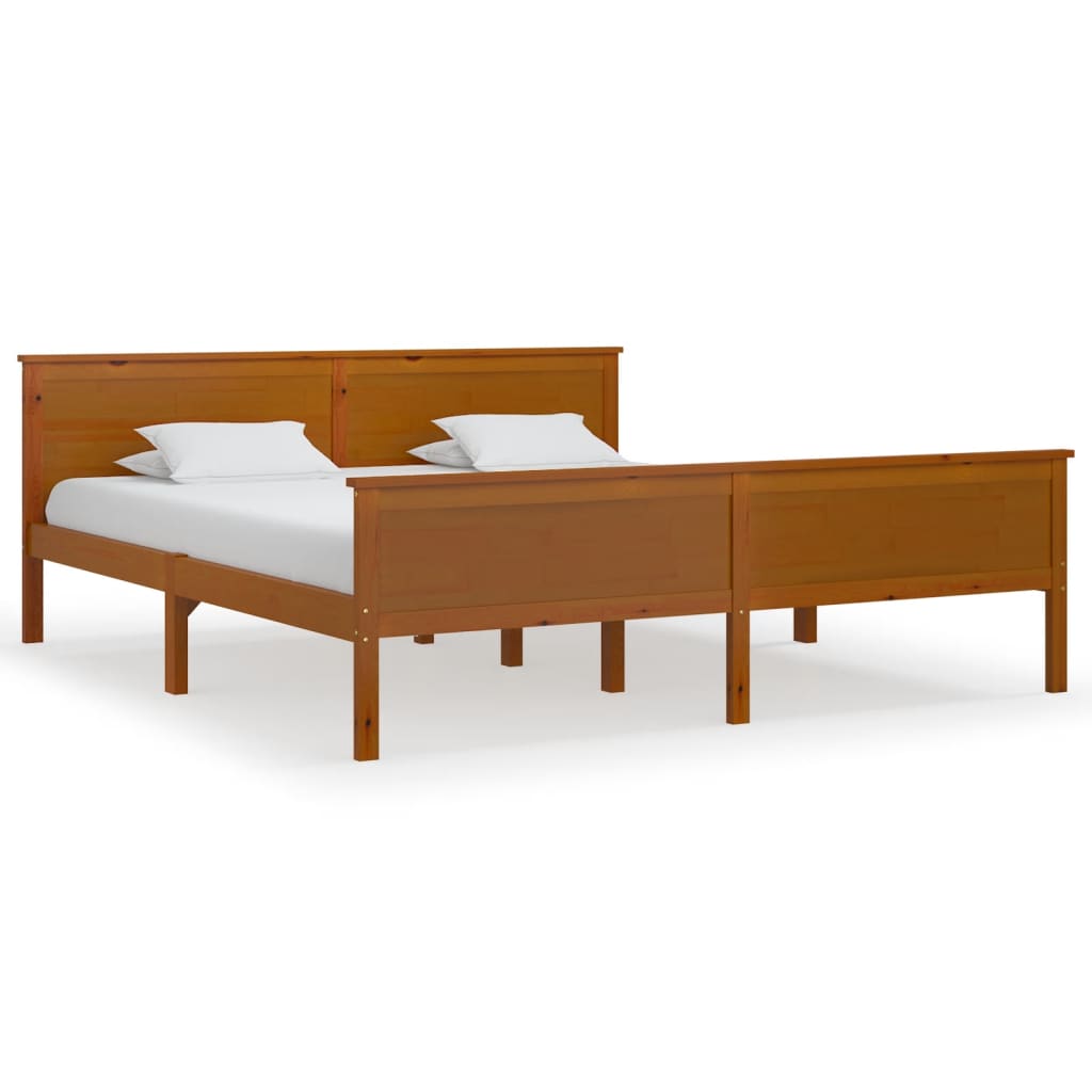 Cadre de lit sans matelas marron miel bois massif pin 180x200cm - XIOS