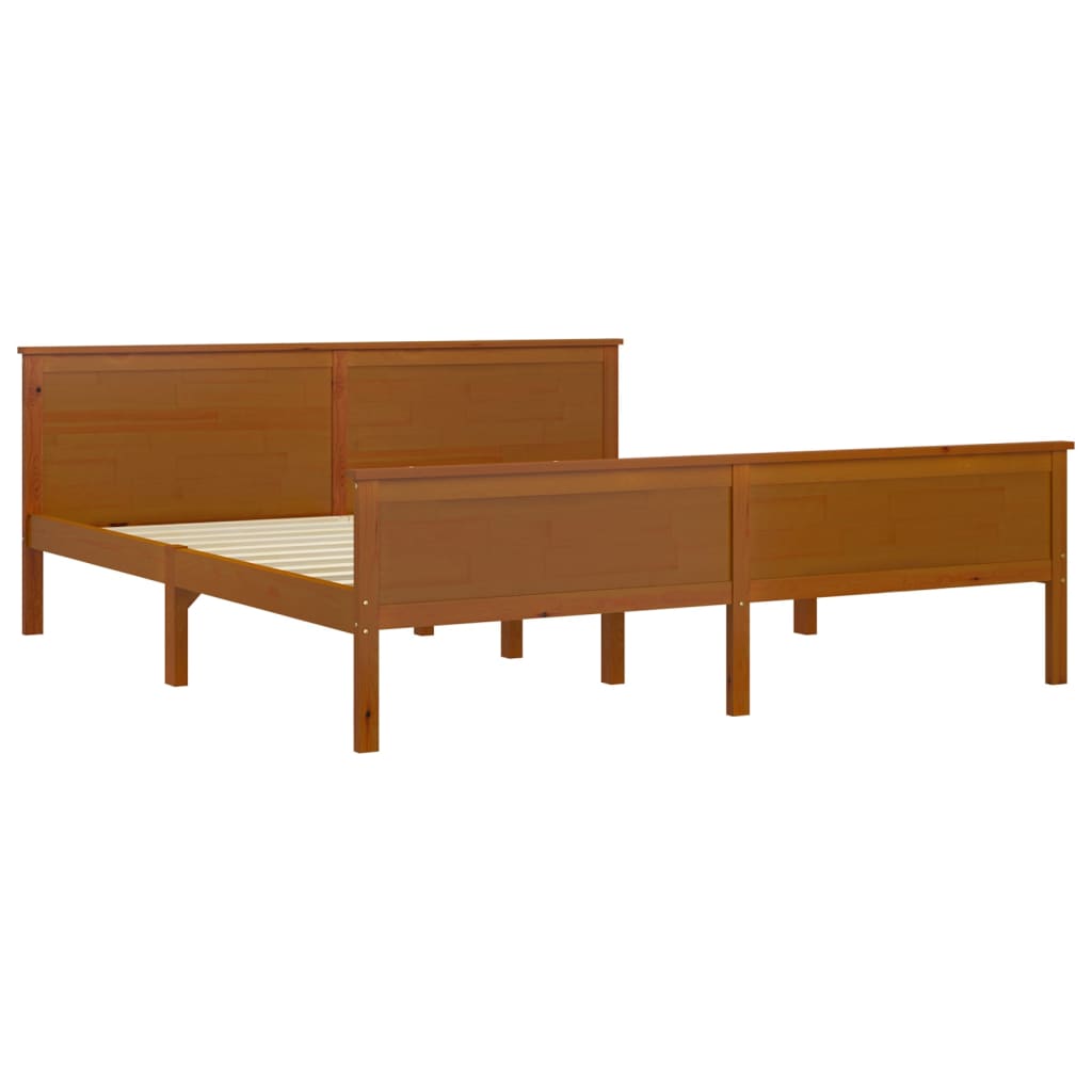 Cadre de lit sans matelas marron miel bois massif pin 180x200cm - XIOS