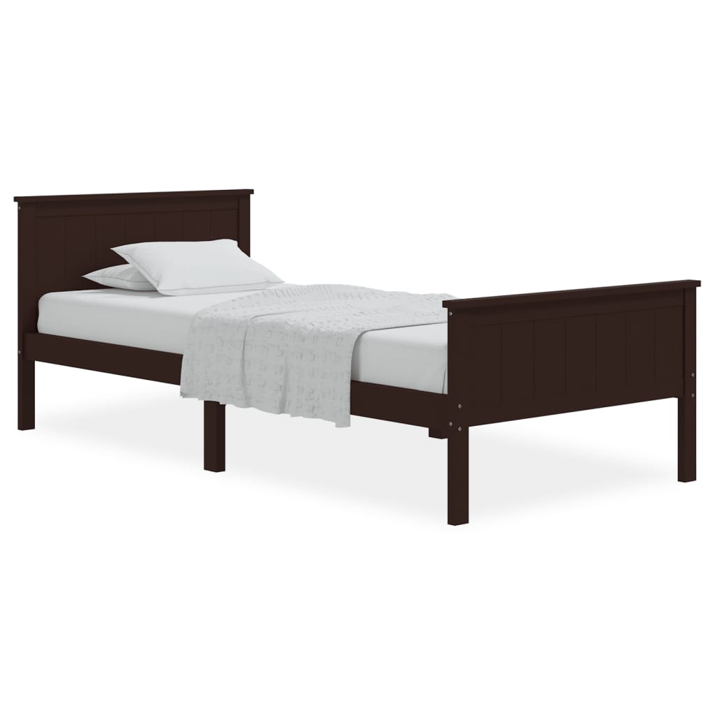 Cadre de lit sans matelas marron foncé bois pin massif 90x200cm - XIOS