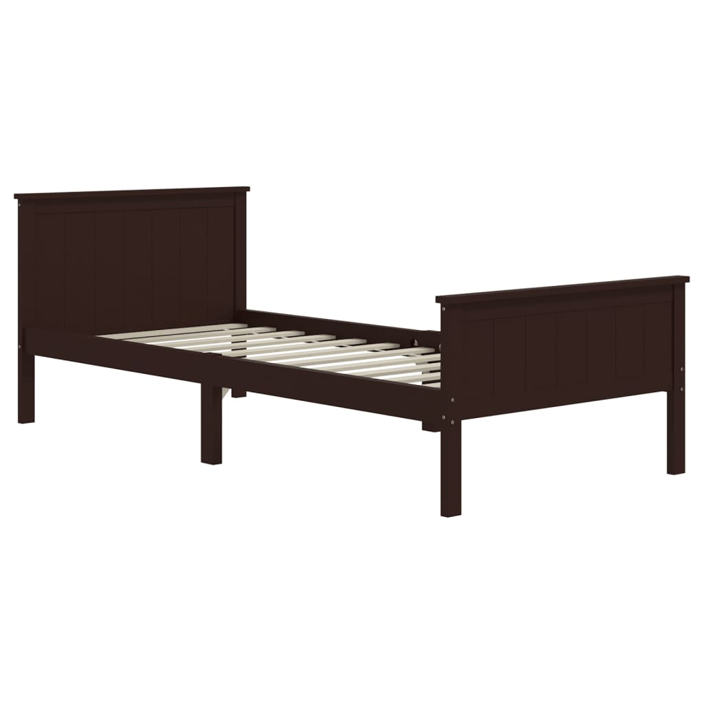 Cadre de lit sans matelas marron foncé bois pin massif 90x200cm - XIOS