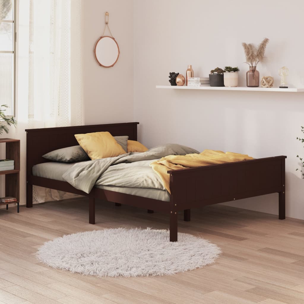 Cadre de lit sans matelas marron foncé pin massif 160x200 cm - XIOS