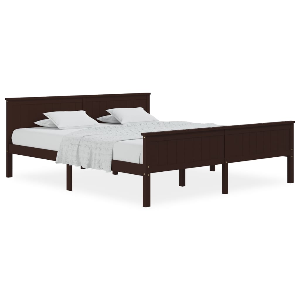 Cadre de lit sans matelas marron foncé pin massif 180x200 cm - XIOS