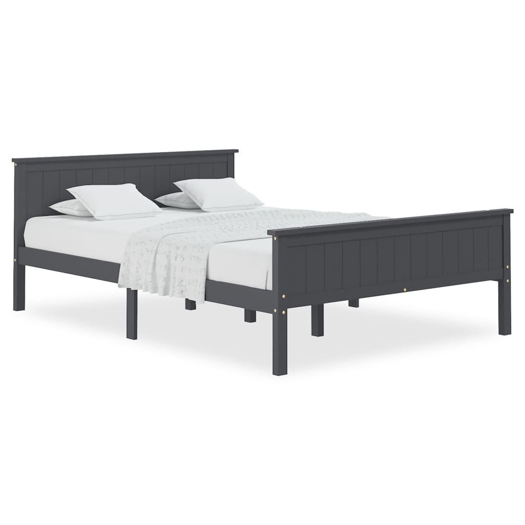Cadre de lit sans matelas bois massif de pin gris 160x200 cm - XIOS