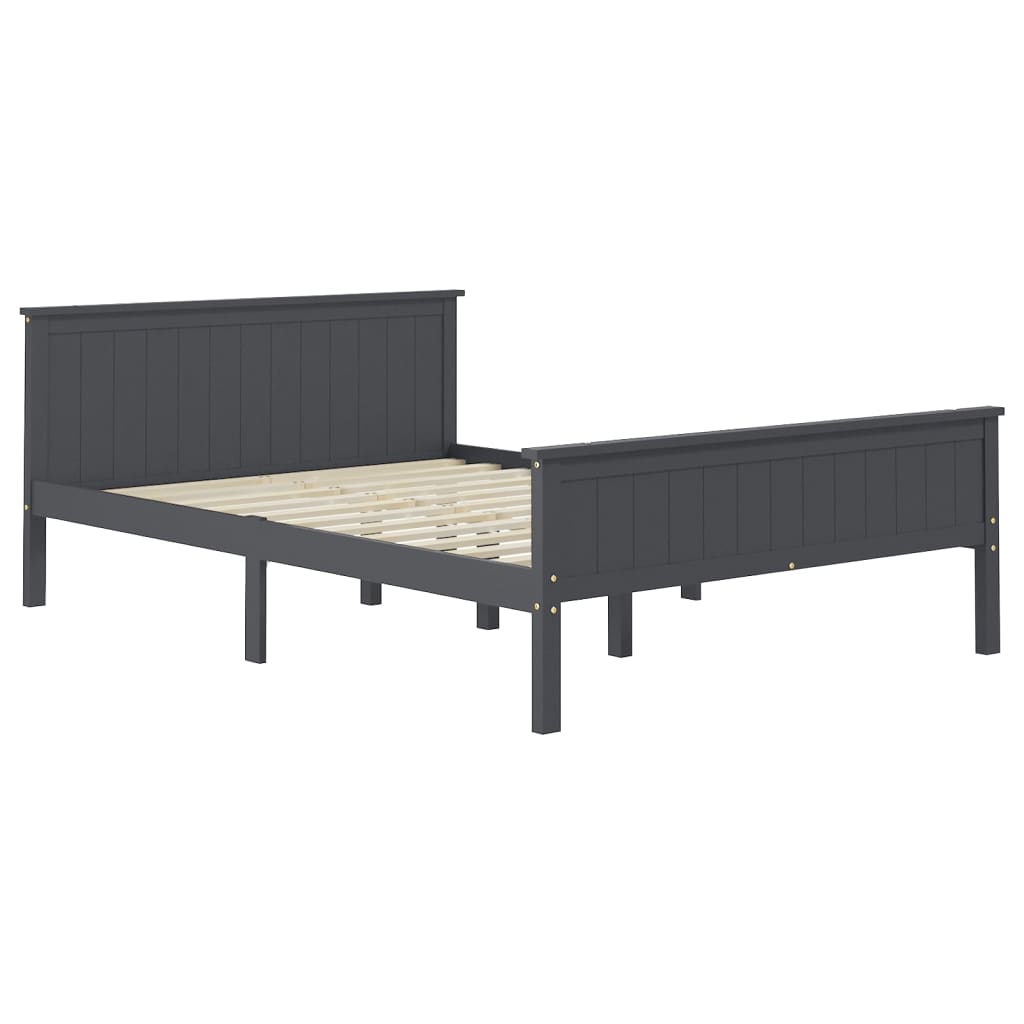 Cadre de lit sans matelas bois massif de pin gris 160x200 cm - XIOS