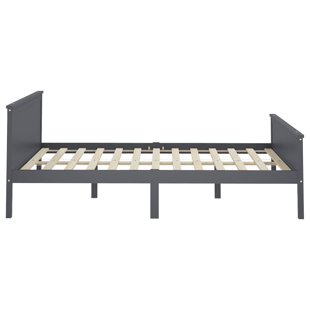 Cadre de lit sans matelas bois massif de pin gris 160x200 cm - XIOS