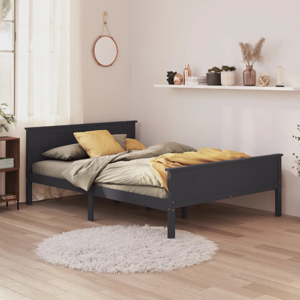 Cadre de lit sans matelas bois massif de pin gris 160x200 cm - XIOS