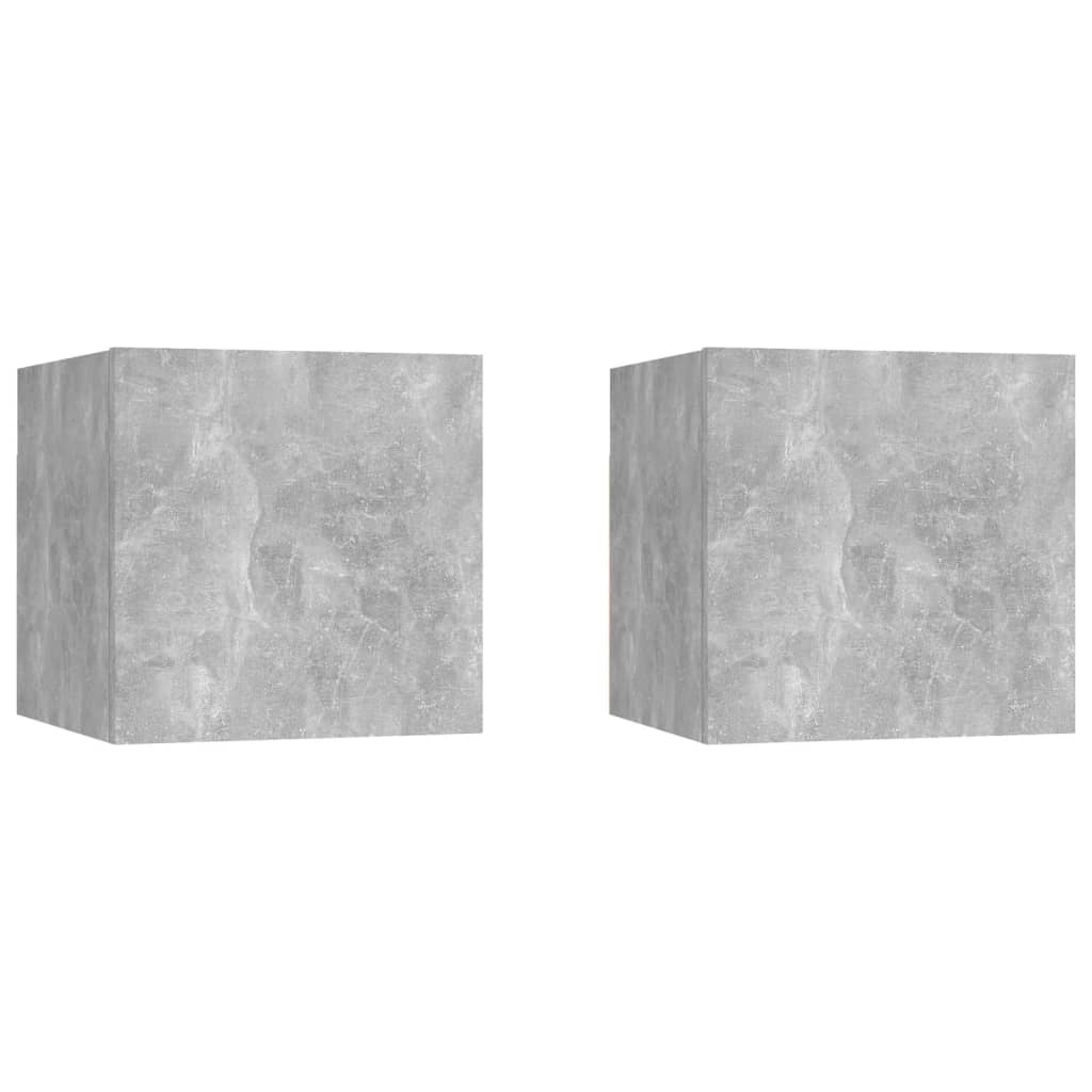 Tables de chevet 2pcs Gris béton 30,5x30x30cm Bois d'ingénierie - XIOS