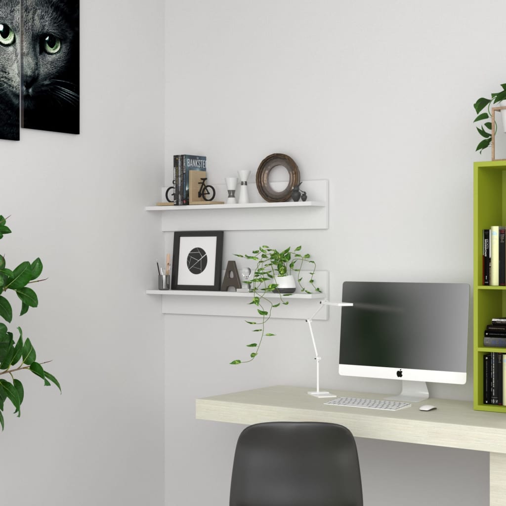 Étagères murales 2 pcs Blanc 80x11,5x18 cm bois d'ingénierie - XIOS