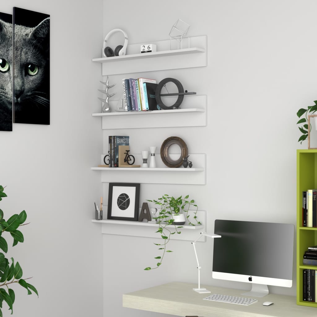 Étagères murales 4 pcs Blanc 80x11,5x18 cm bois d'ingénierie - XIOS
