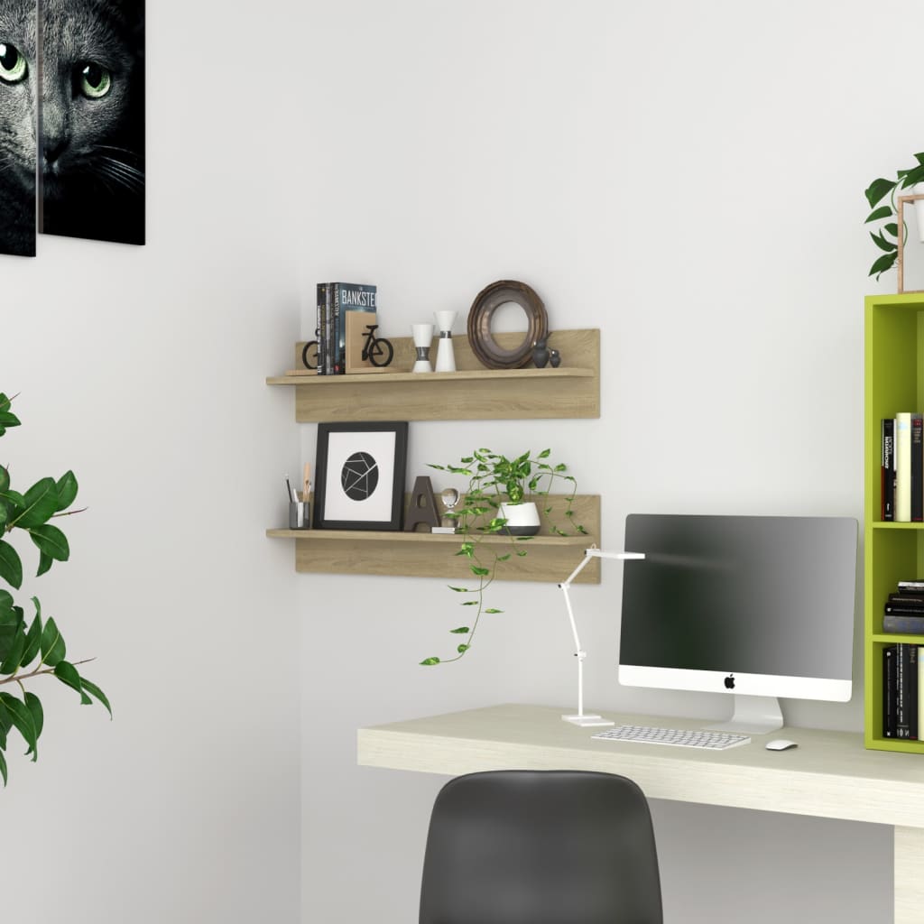 Étagères murales 2 pcs Chêne sonoma 80x11,5x18 cm - XIOS