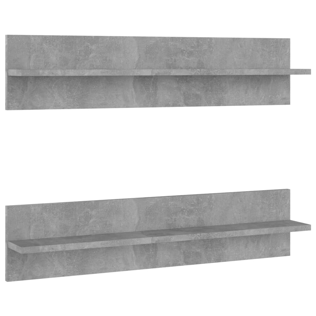 Étagères murales 2pcs Gris béton 80x11,5x18cm bois d'ingénierie - XIOS