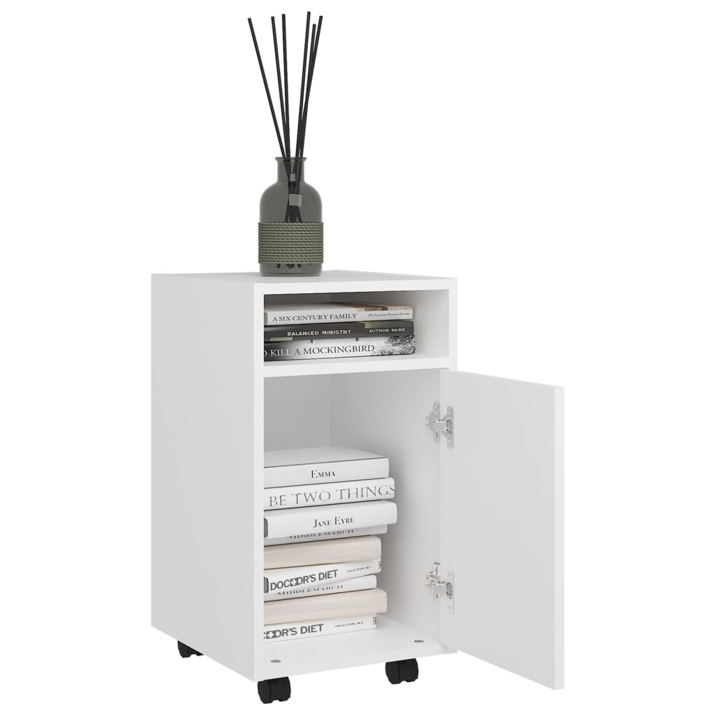 Armoire latérale avec roues Blanc 33x38x60 cm Bois d’ingénierie - XIOS